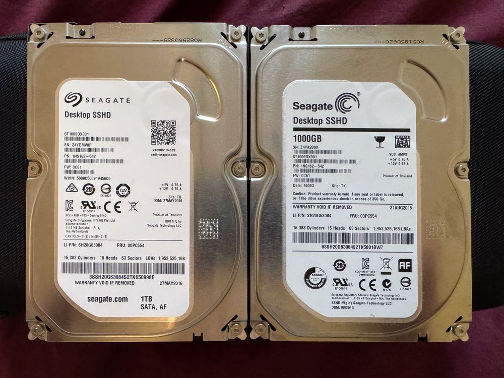 Dwa dyski Seagate SSHD 1TB 7200 SATA3 ST1000DX001