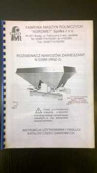 Tabela wysiewu, Katalog części, Instrukcja rozsiewacz Unia Brzeg RNZ