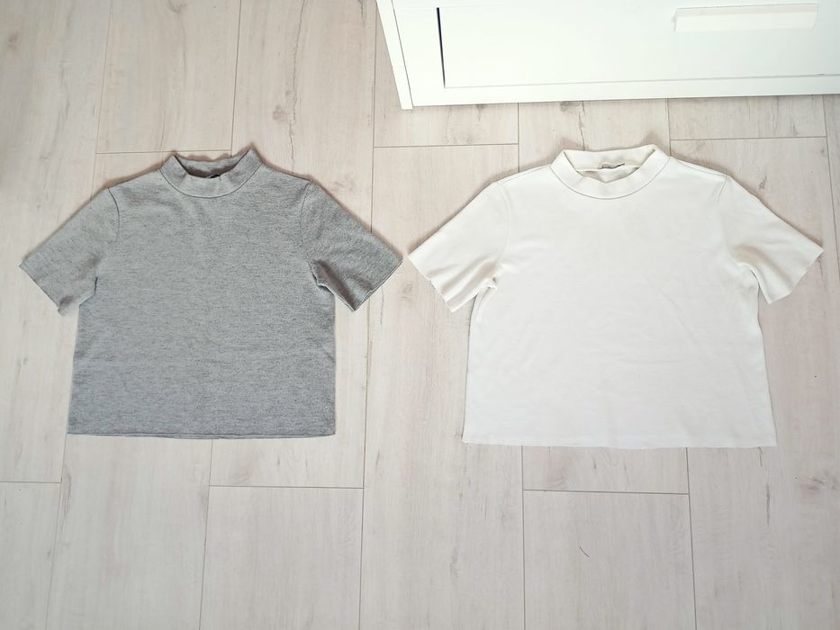 Bluzki L Zara damskie dzianinowe koszulki z krótkim rękawem golf top