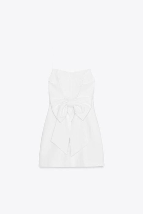 Сукня Zara, біла з бантом розмір S підійде на Xs, одягала один раз