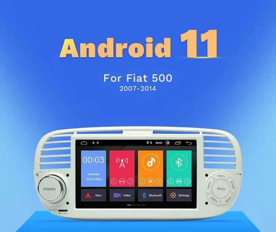 Radio Android 10 Fiat 500 2 kolory gps wifi