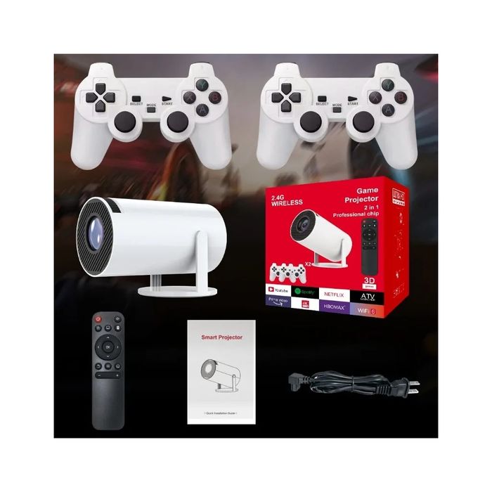 Projetor Smart 2 em 1 com Controlo e Comandos de Jogo
