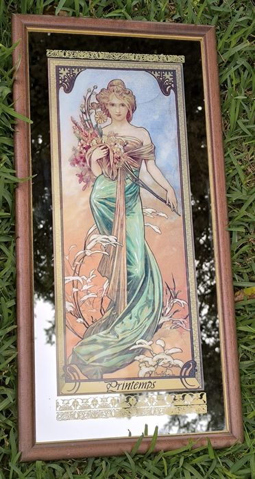 Quadro espelhado serigrafados ao estilo art nouveau relacionado com as