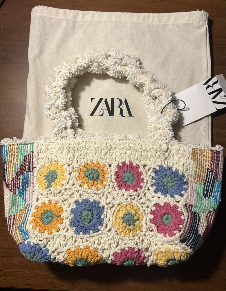Zara NOWA torebka na ramie z haftem