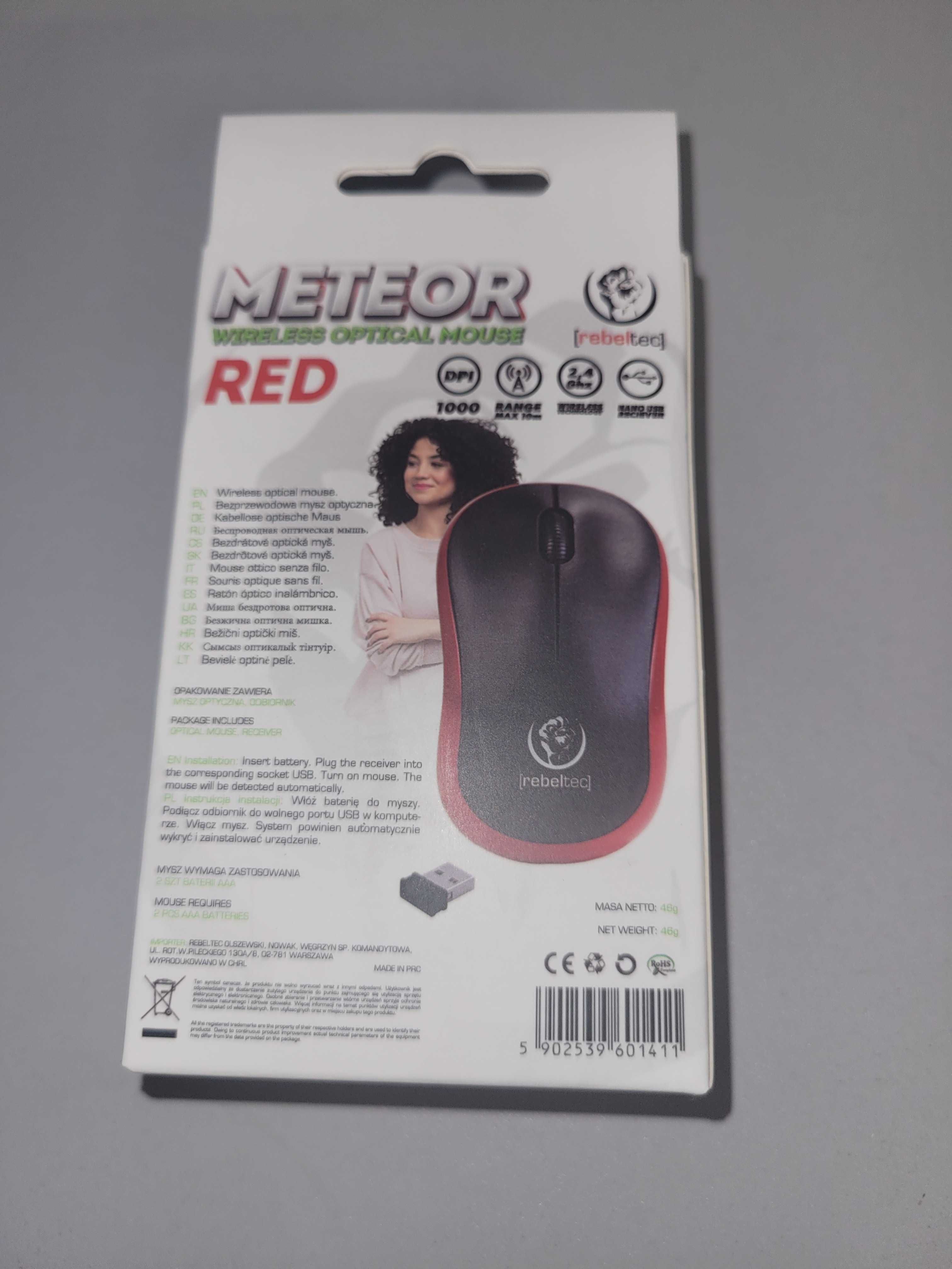 myszka Rebeltec METEOR red bezprzewodowa