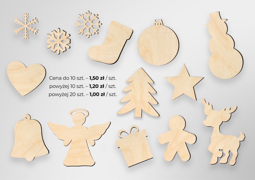 Ozdoby świąteczne do rękodzieła sklejka, decoupage, półprodukty