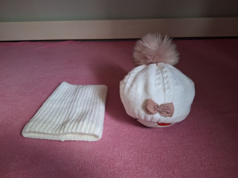 Komplet czapka beret komin dla dziewczynki rozm. 44-46