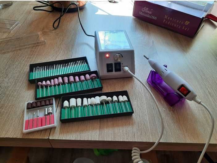 Frezarka do Paznokci Hybryda Żel Manicure + Zestaw Frezów