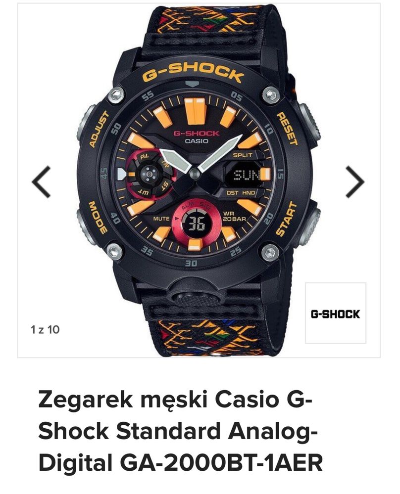 Zegarek G-shock GA-2000BT-1AER kwarcowy carbon limited edition