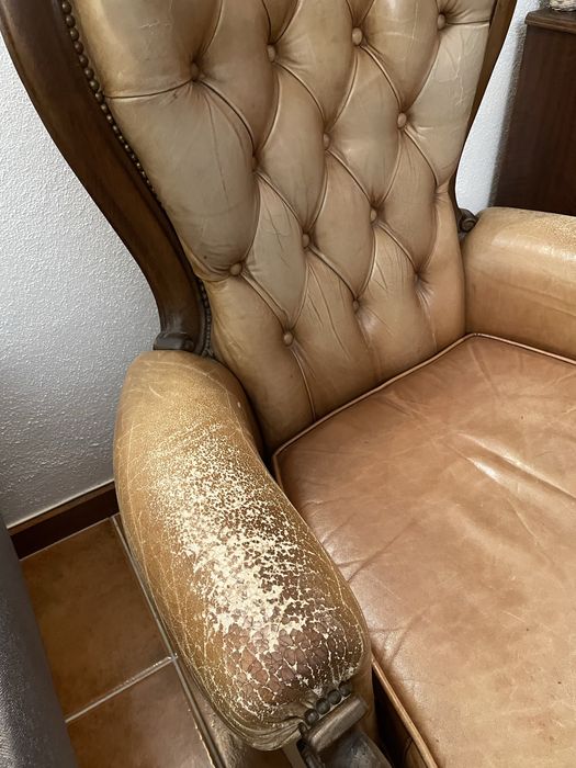 Conjunto de 3 sofás vintage em pele