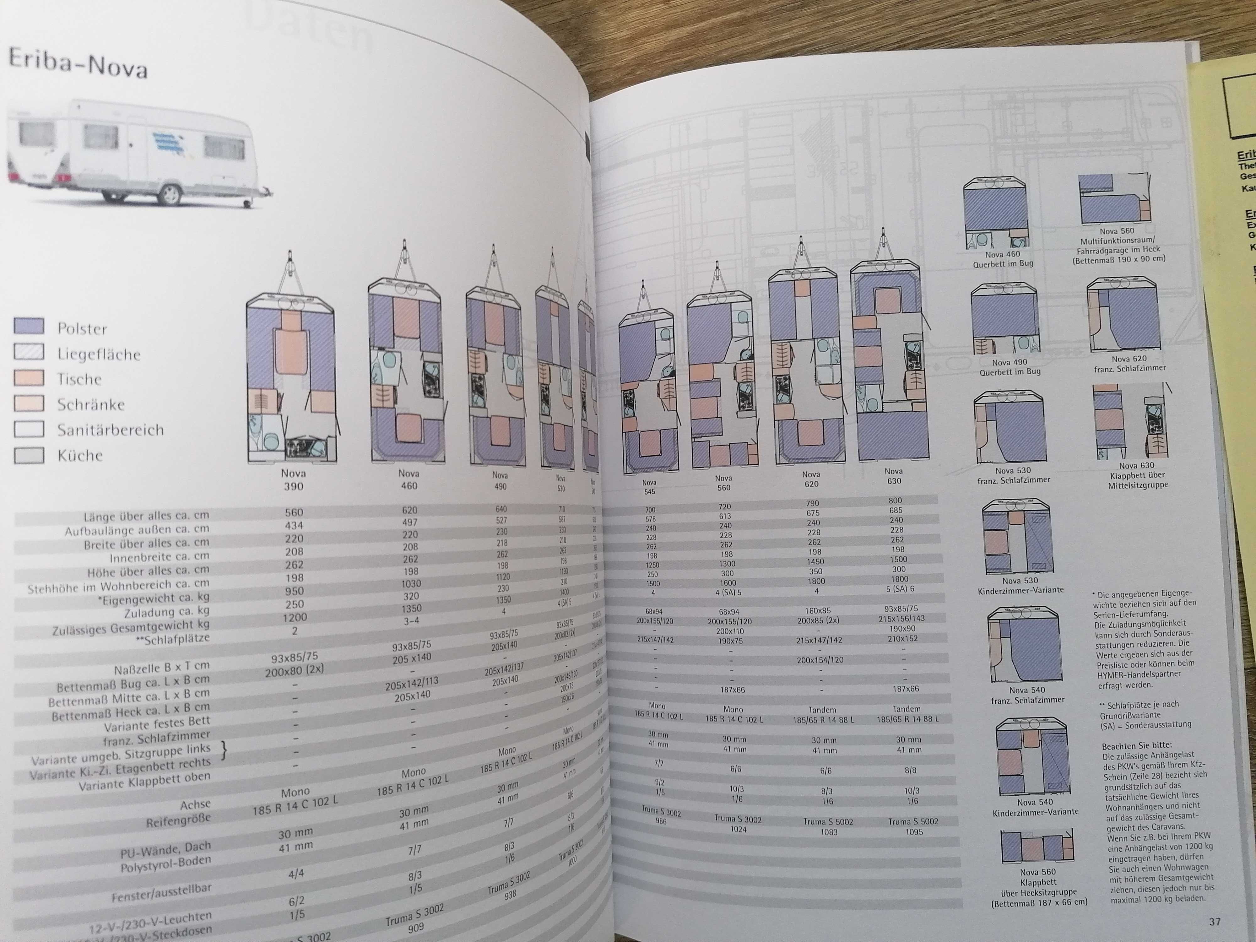 Prospekt Hymer przyczepy kempingowe Eriba