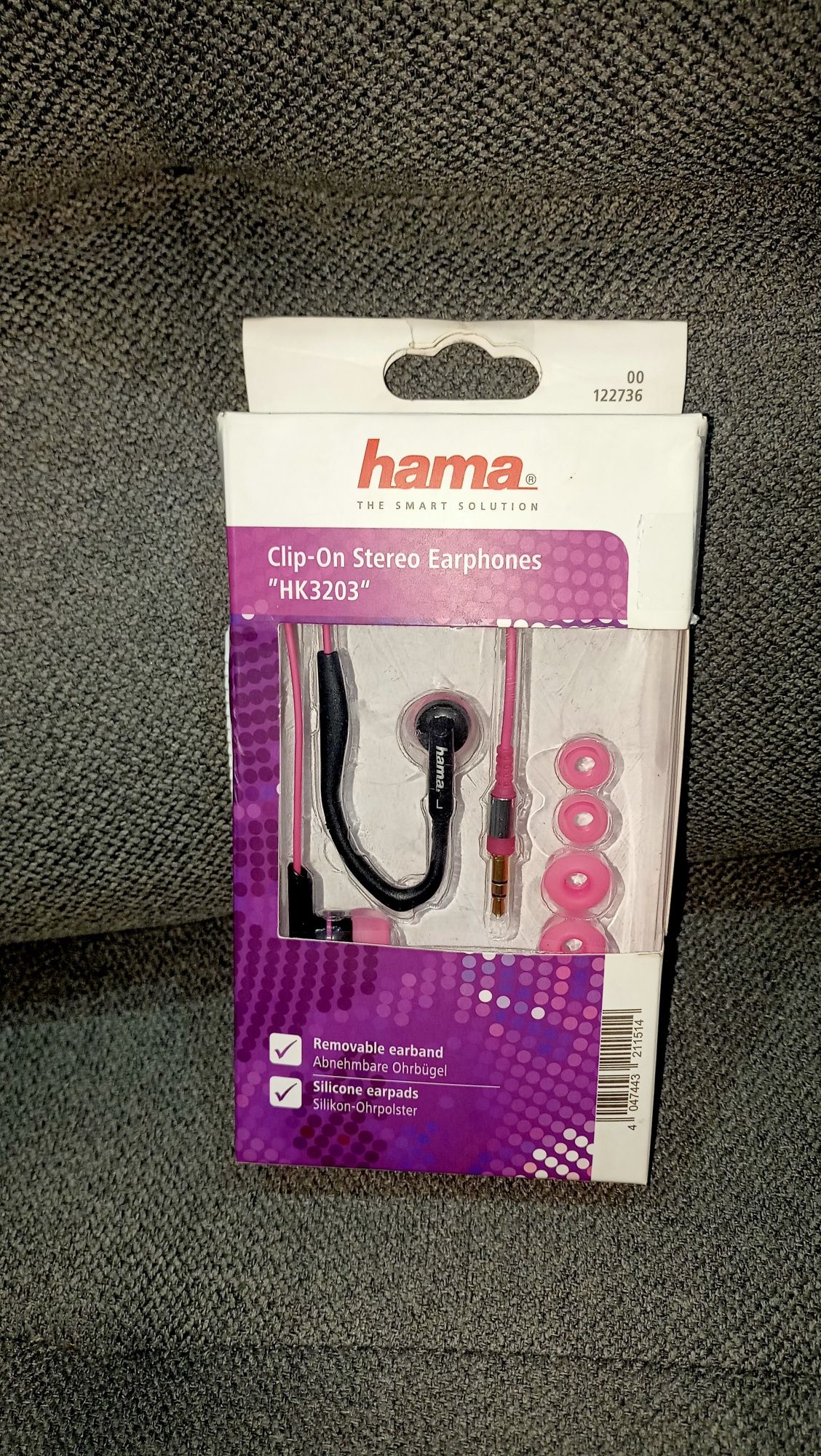 Nowe Słuchawki douszne stereo Hama HK3203 różowe