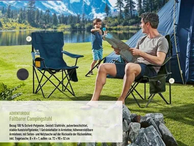 Składane krzesło turystyczne wędkarskie camping pokrowiec adventuridge