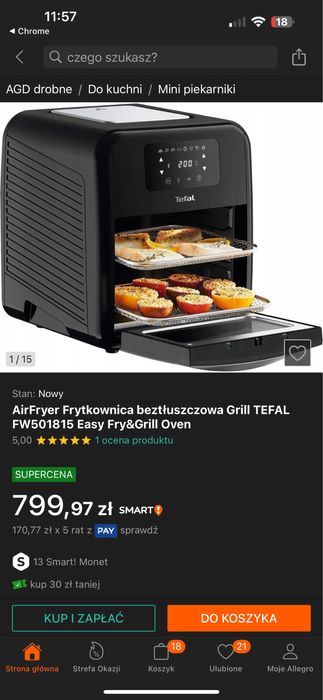 Frytkownica niskotłuszczowa TEFAL Oven Grill