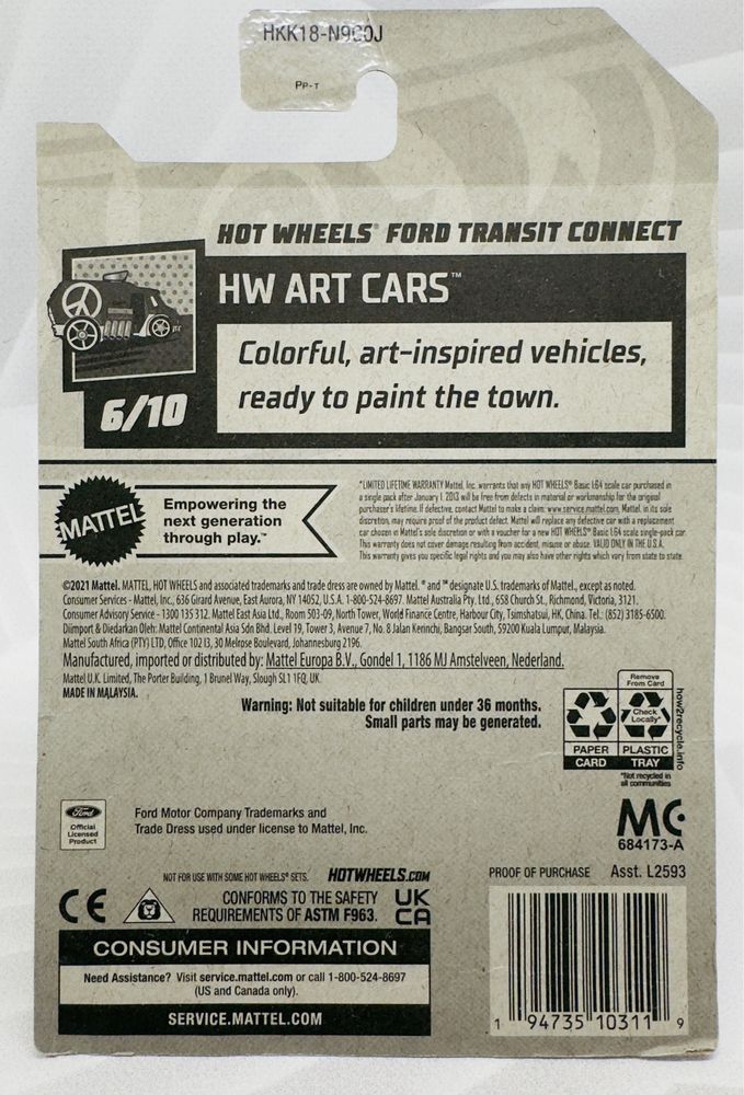 Колекційна машинка Хот Вілс Hot Wheels Ford Transit Connect