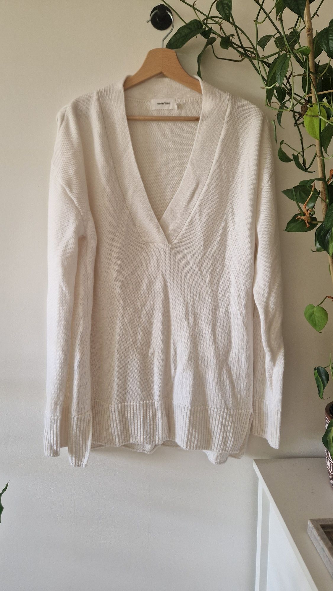 Sweter more'moi more moi s 36 m 38 oversize merino śmietankowy
