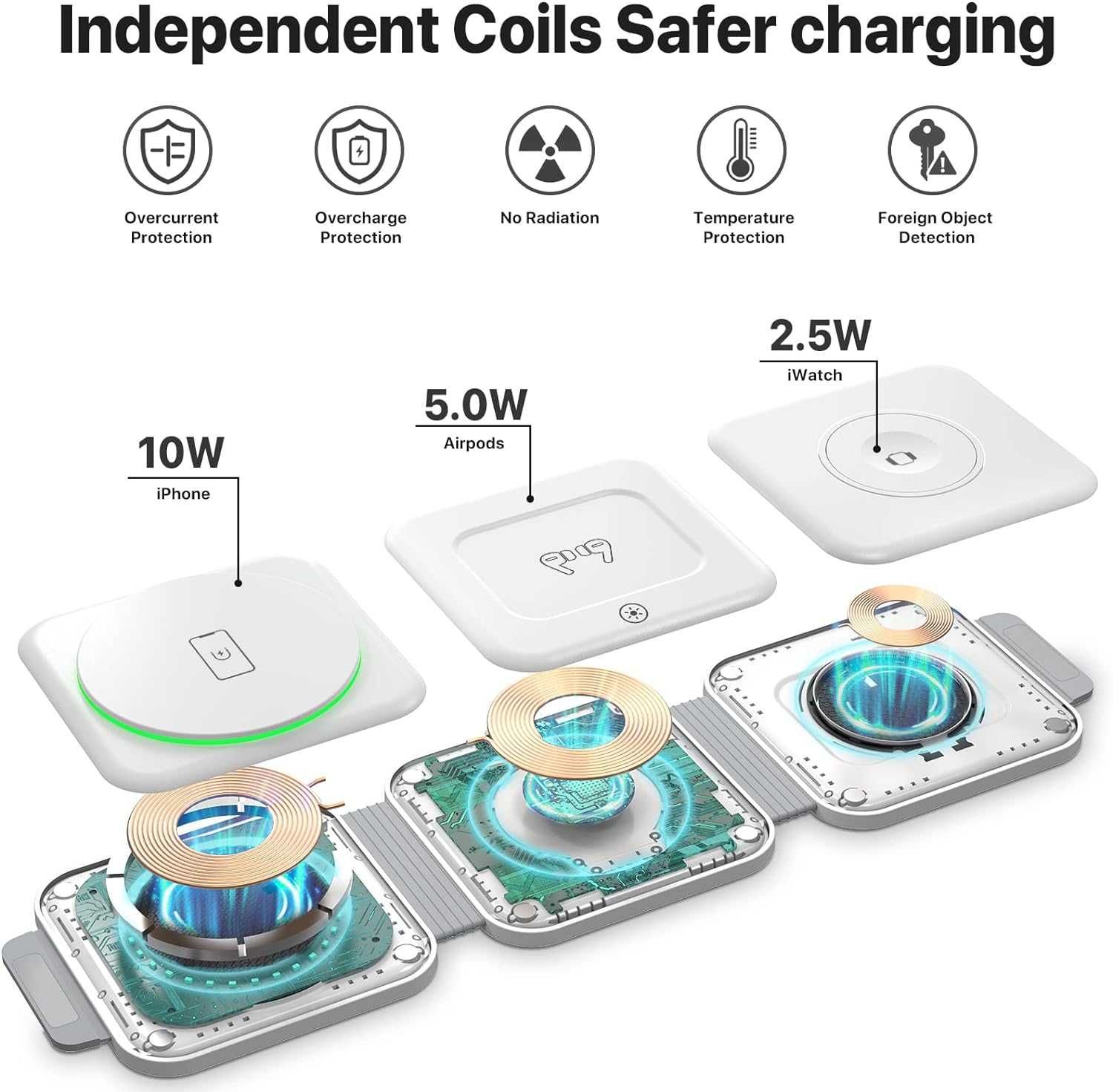 Беспроводное зарядное устройство складная магнитная 3 в 1 зарядка