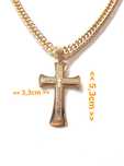 Colar de correntes 55x0,8cm, cor ouro, com cruz