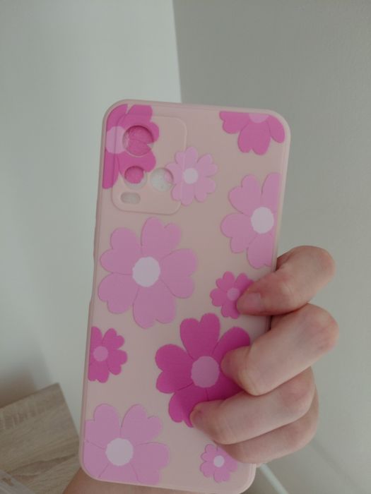 Różowe etui w kwiaty vivo y33s