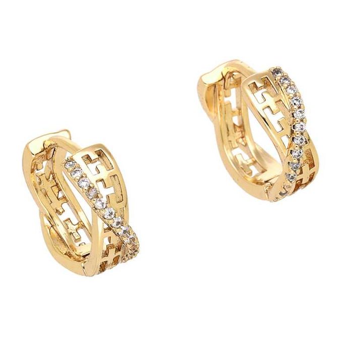 Kolczyki złote kółka BRYLANCIKI GRECKI WZÓR stal chirurgiczna WW6