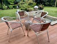Komplet foteli taras ogród aluminium drewno