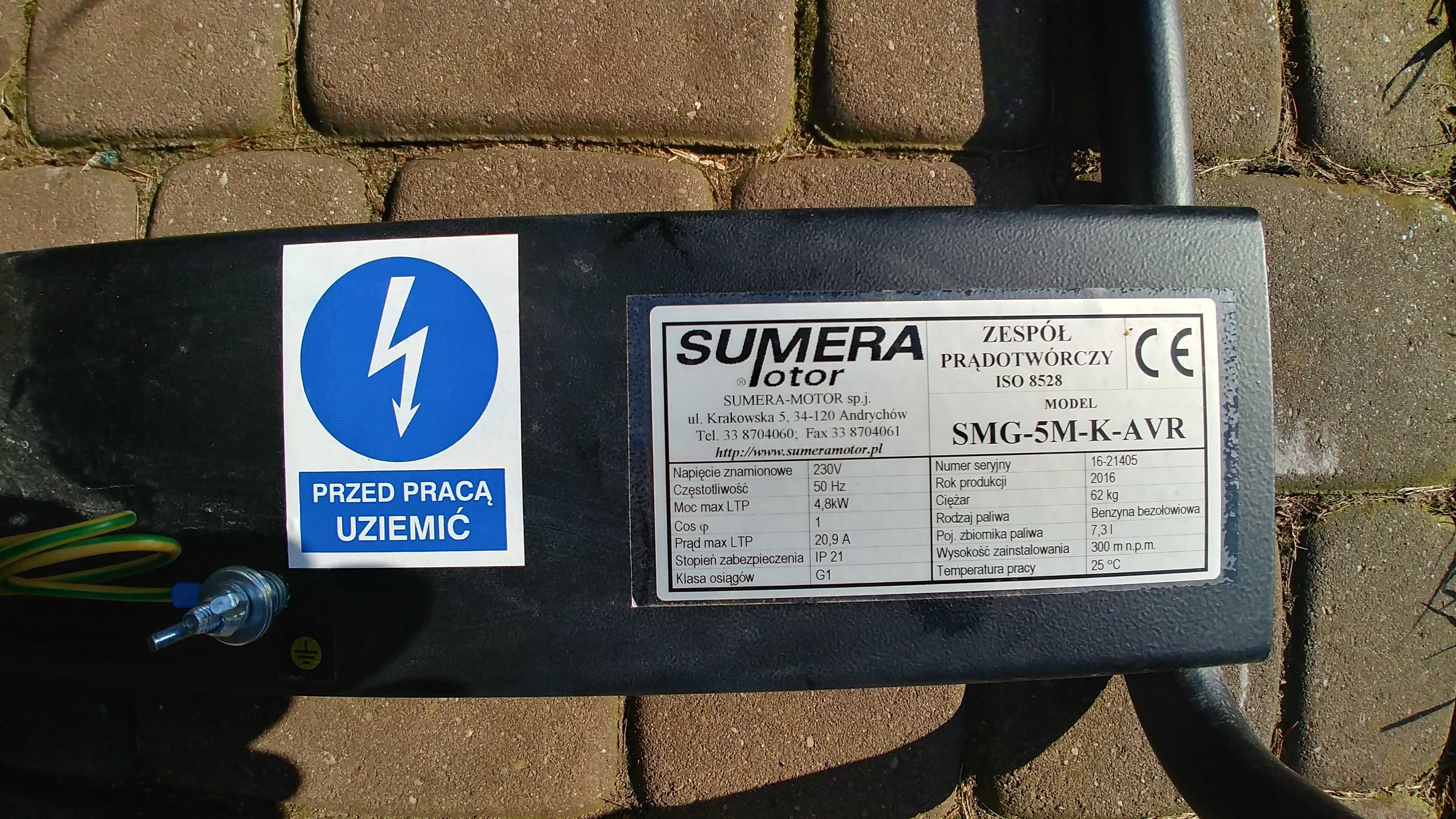 Agregat prądotwórczy jednofazowy Sumera Motor SMG-5M-K-AVR 4,8kW/230V