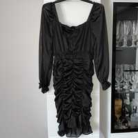 Sukienka drapowana czarna mała czarna