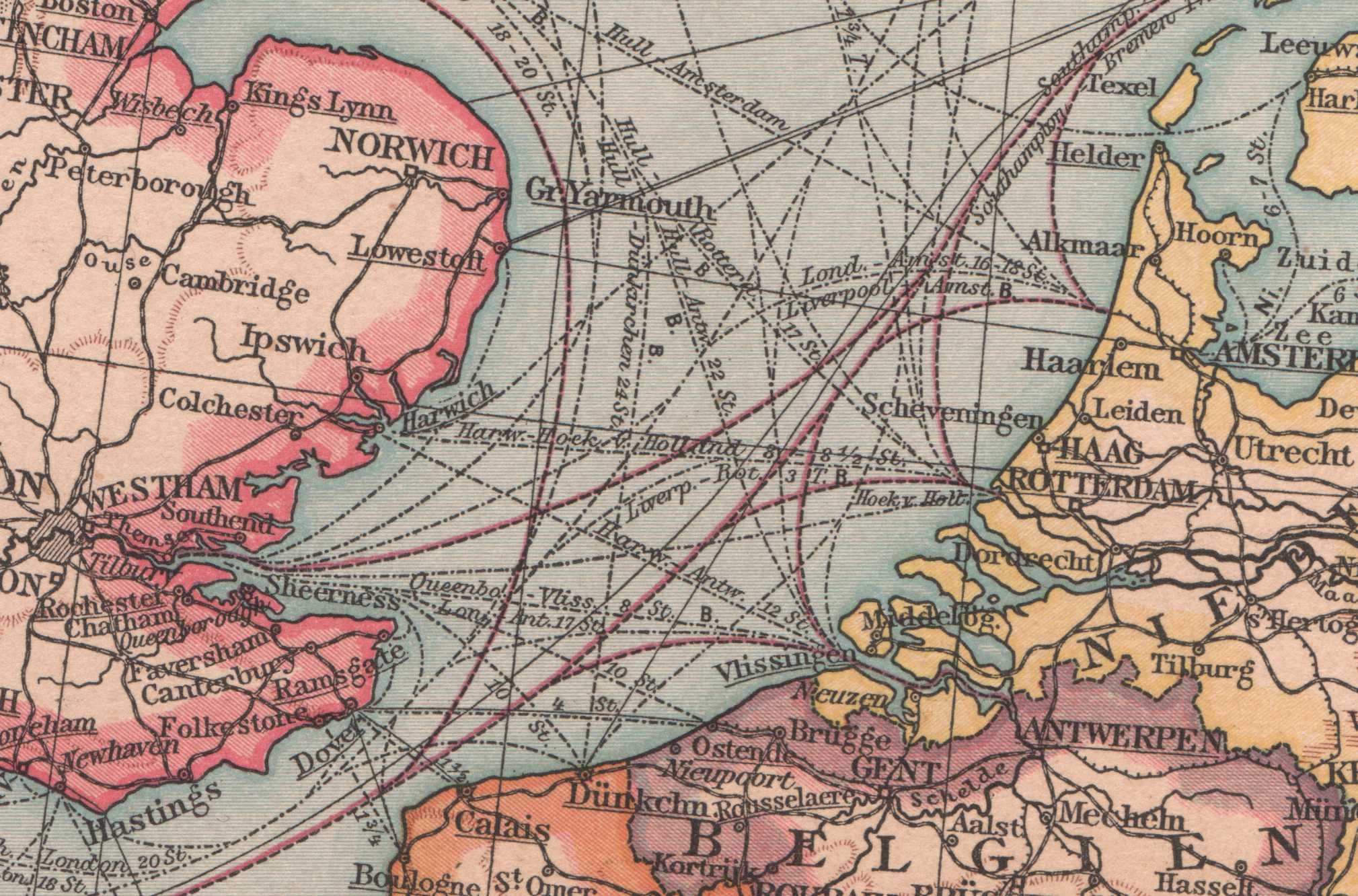 Bałtyk M. Północne Trasy parowców 1893 r. Autentyk