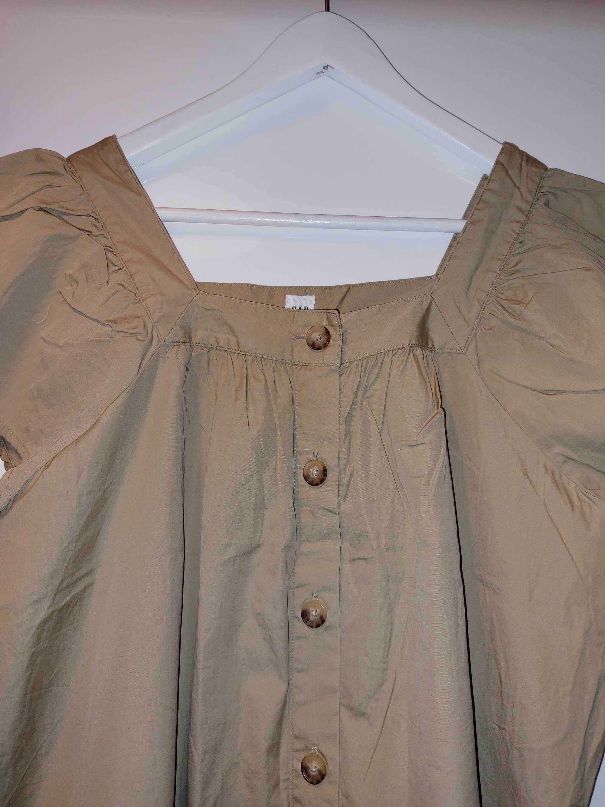 Beżowa bluzka pudełkowa guziki rękaw bufki GAP 42/XL