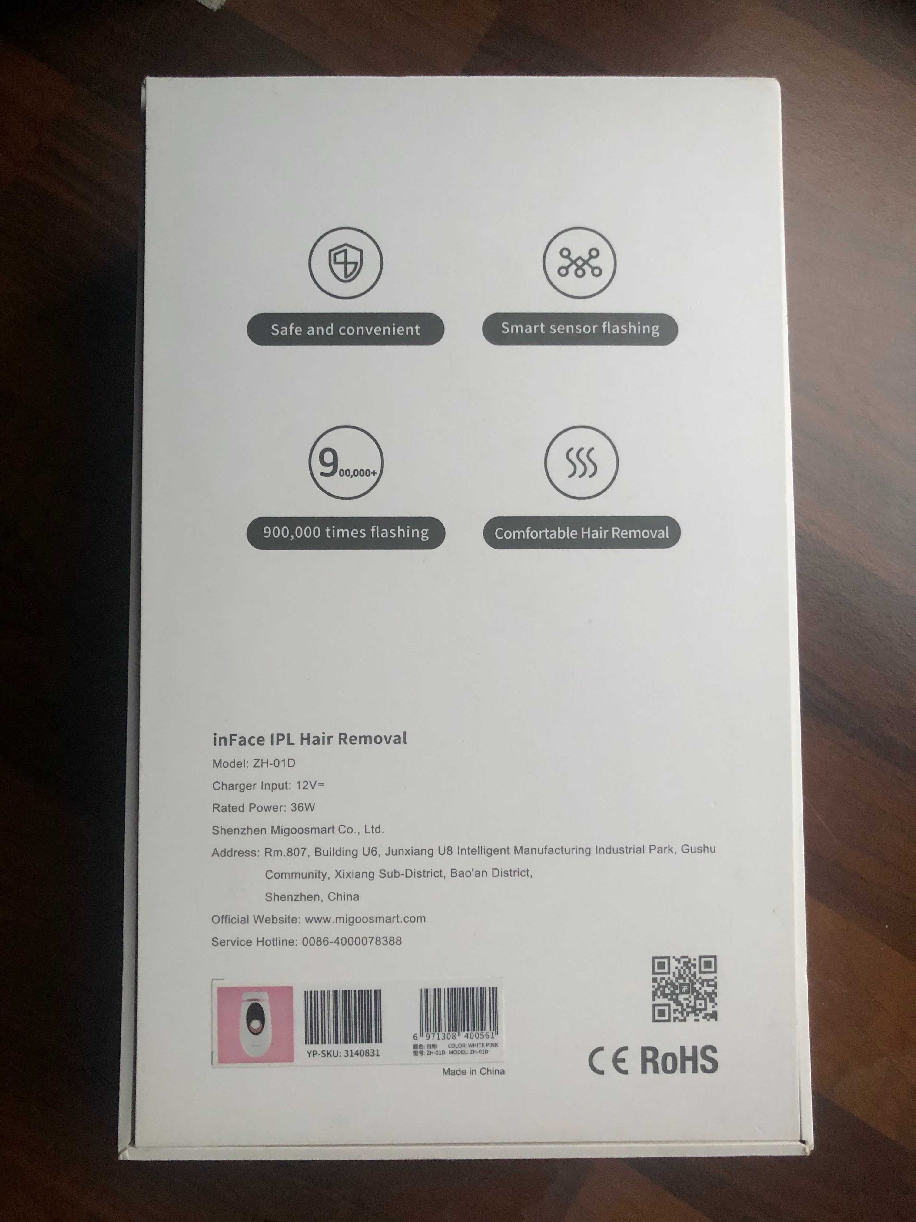 InFace depilator róż IPL Professional Depilatory Laser ZH-01D jak NOWY