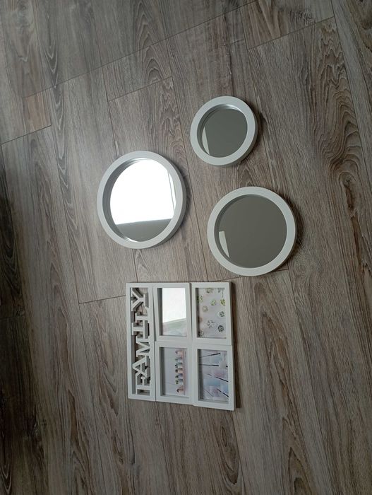 Lustro lusterko dekoracyjne na ścianę 3 szt. 17,5 22,5 i 27,5cm ramka