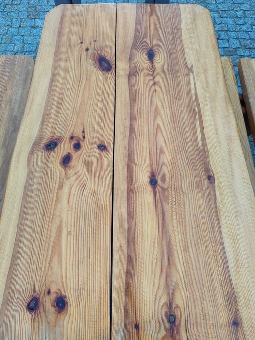 Drewniany komplet 2x ławka, stół, szer 120cm, solidne, gr 53mm, OKAZJA