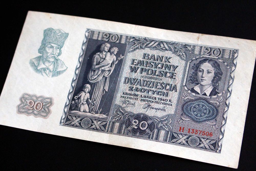 Banknot 20 zł 1940 rok seria H