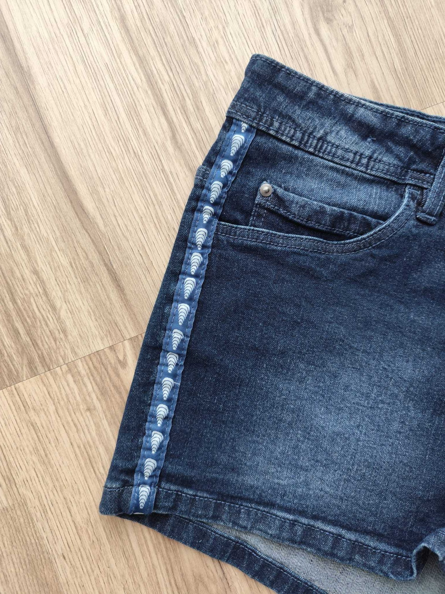 Nowe spodenki jeansowe szorty 170 dziewczęce ciemny granat
