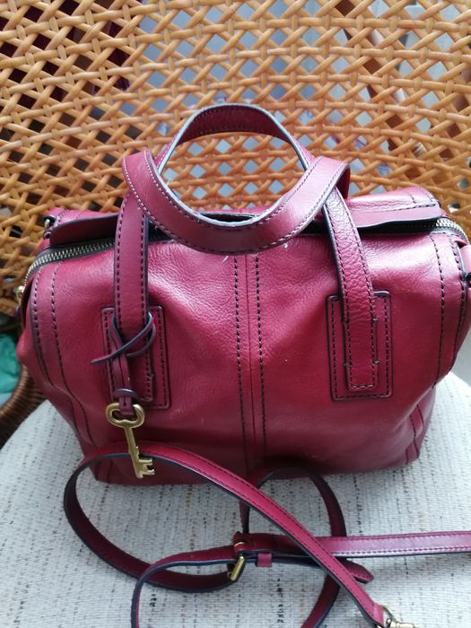 Torebka damska firmy Fossil - skóra naturalna - bordowa