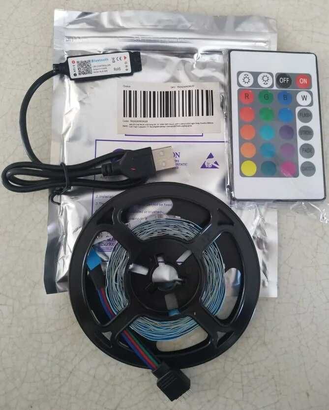 3 м USB RGB світлодіодна стрічка 60 лед/м 5В SMD 2835 Bluetooth ДУ LED