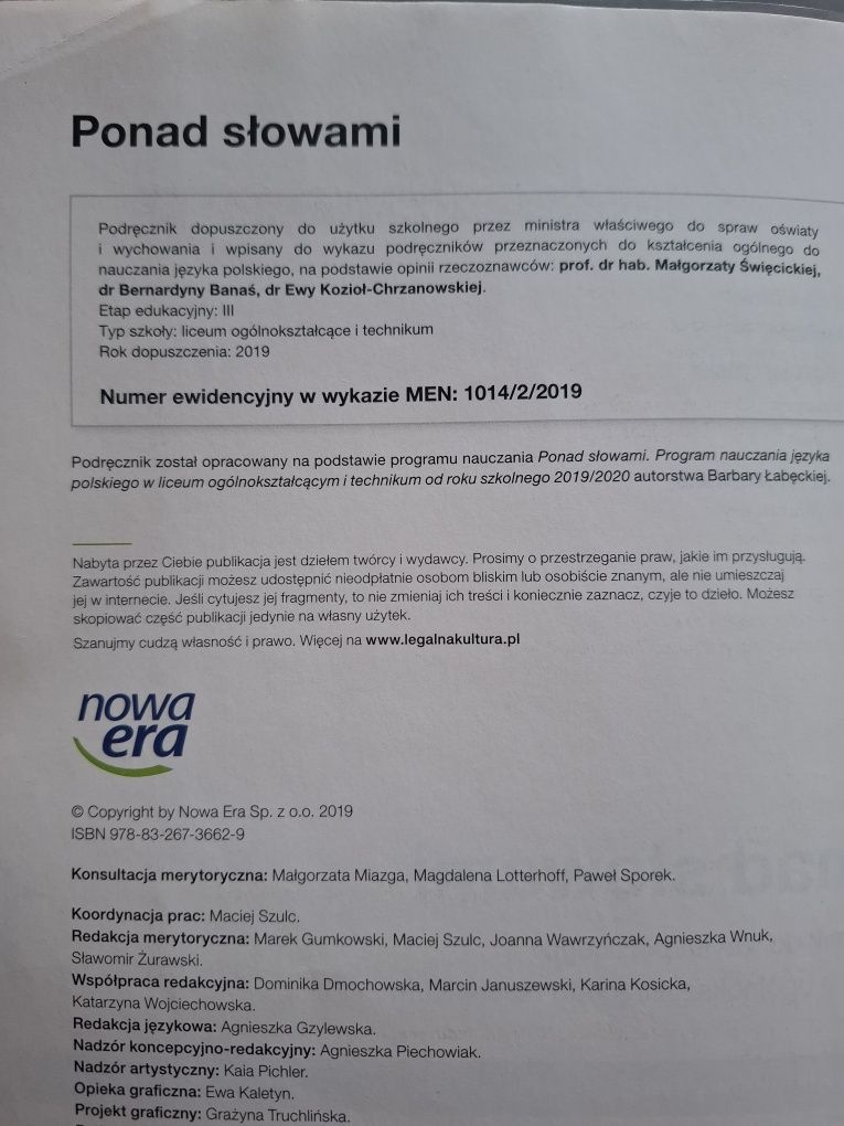 Ponad słowami 1 część 2 podręcznik