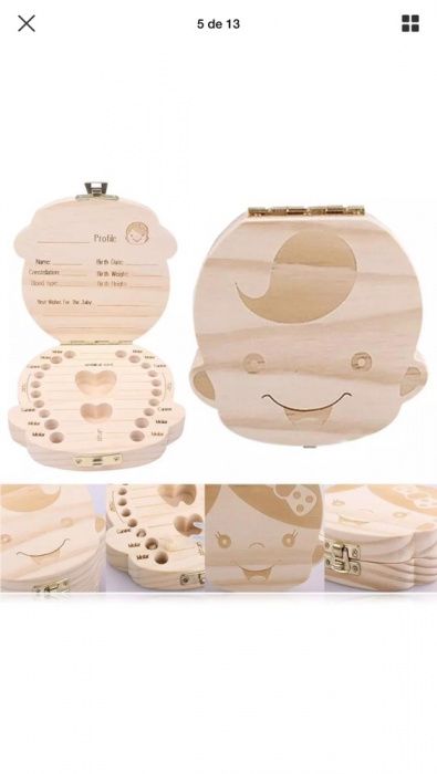 Caixa de madeira para dentes de leite