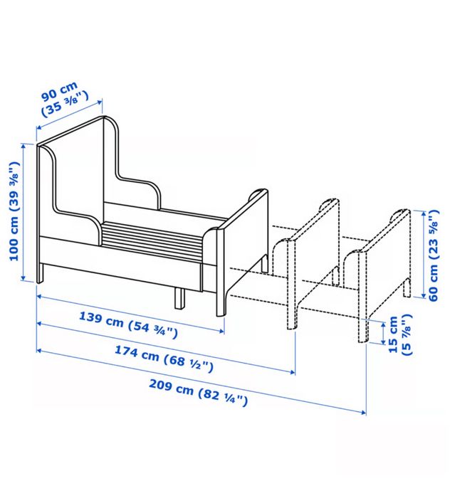 Łóżko dziecięce Busunge rozsuwane białe z materacami