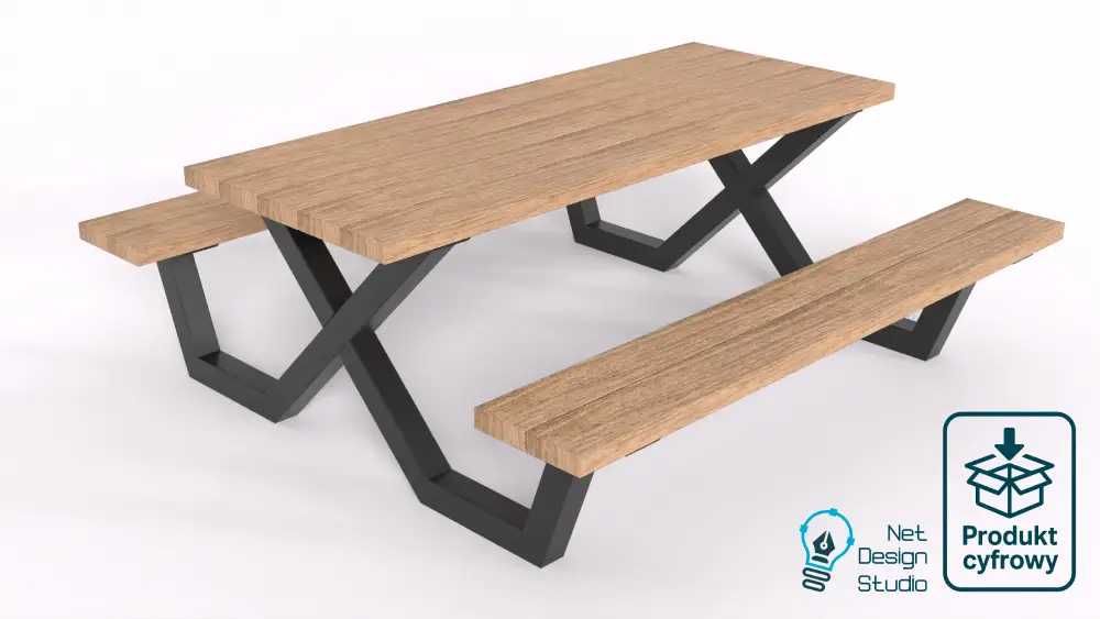 Nowoczesny stół ogrodowy w stylu LOFT,  Pliki DXF + PDF