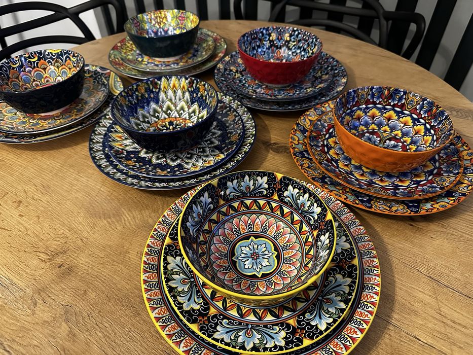 Zestaw talerzy zastawa stolowa porcelana 18 el talerze