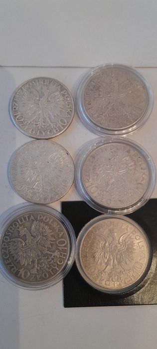 10zl Głowa Kobiety Jadwiga zestaw 6szt  z 1932,1934
