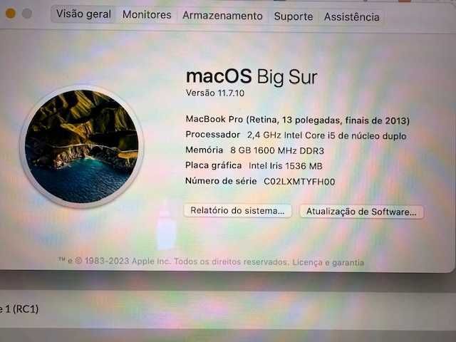 MacBook Pro 13" A1502 - I5 DUPLO - SSD256GB - RAM 8GB DDR3