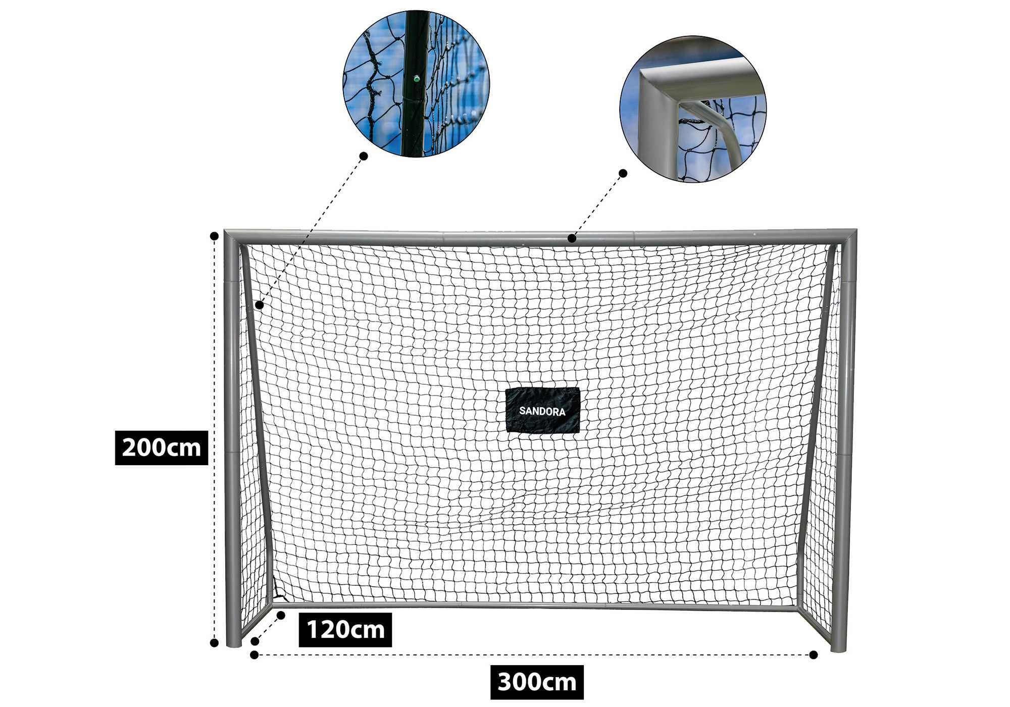 Bramka piłkarska Derby Sandora 300x200x120cm średnica rur 75mm
