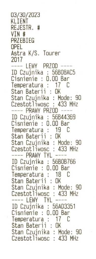 Czujniki ciśnienia TPMS Opel Corsa, Meriva B, Antara, Adam - 4 sztuki