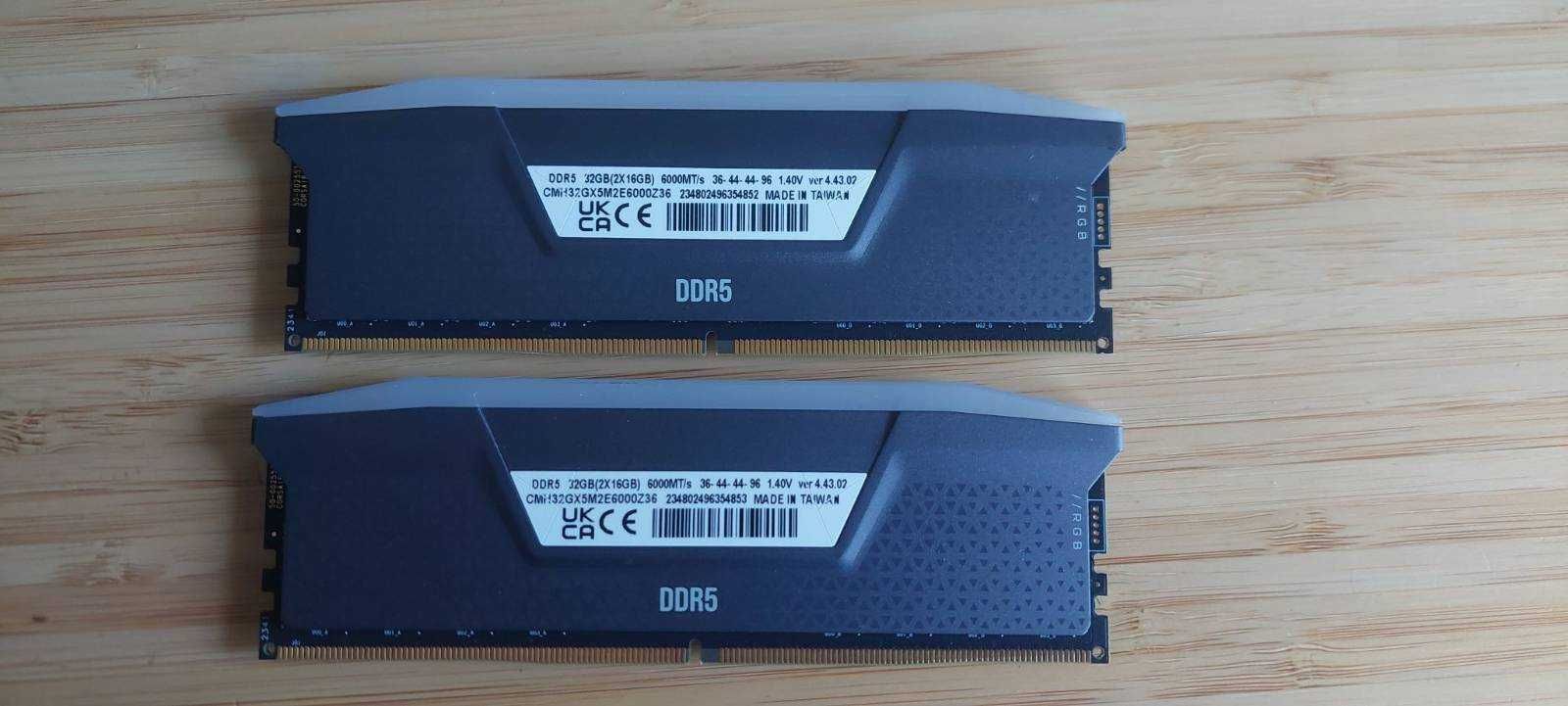 Kit de Memória Corsair Vengeance RGB DDR5 32GB (2x16GB) 6000MHz CL36