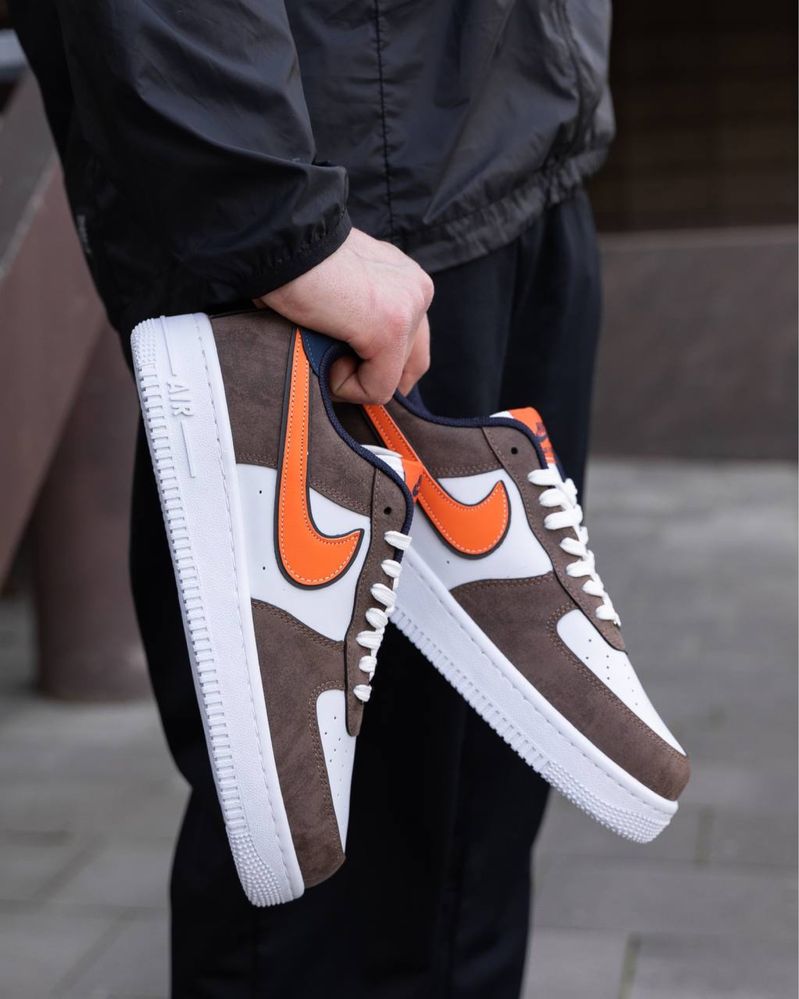 Чоловічі кросівки найк аір форс Nike Air Force Brown White Orange