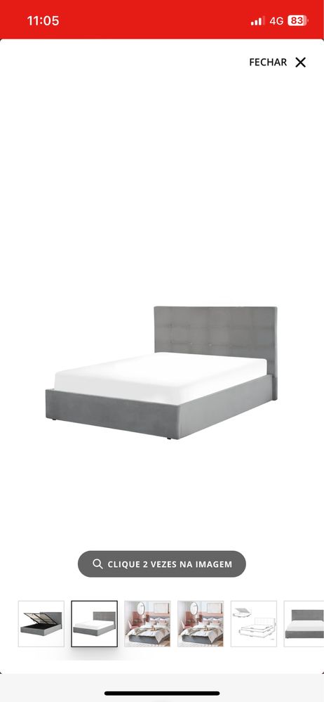 Cama Beliani Lorient Cinzento 140x200