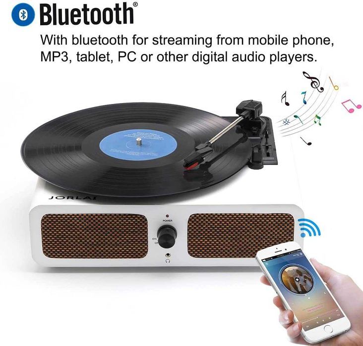 Gira discos portátil com bluetooth RCA e Aux