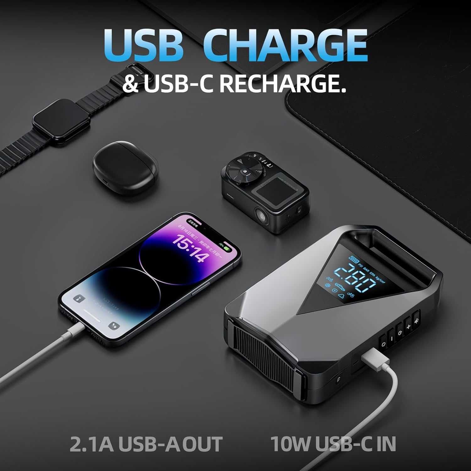 Powerbank Auto Starter Booster z Kompresorem do opon LD12 +Latarka